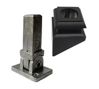 Decorex Hardware Connecteurs pivotants en aluminium et patins inclinés inclinés pour balustres ronds de 1,6 cm - Kit de garde-corps d'escalier pour bricolage - 10 connecteurs et 10 chaussures noires