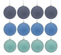 Décorez votre espace avec 12 décorations de Noël en velours floqué pour arbres et diverses occasions (bleu)
