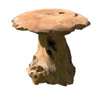 DÉCORIALE-Champignon pour décoration extérieure coloris bois en teck - 40 cm