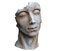 DÉCORIALE-Statue de visage d’homme effet demi-rouille coloris gris 115 cm