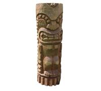 DÉCORIALE-Totem polynésien Tiki Aro coloris bois en bois de coco - 100 cm