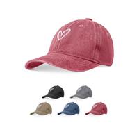 Decorie Casquette Baseball Femme Vintage Coton Lavé - Casquette Femme Cœur Brodé Réglable | Chapeau Été Chic avec Visière pour Plage et Bad Hair Day (Bordeaux,Taille Unique)