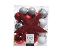 Boîte de 33 accessoires EDM - esprit de Noël - Argenté, Rouge et Blanc - 72209