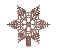 Decoris Cimier de sapin de Noël en plastique - 23 cm - Flocon de neige avec paillettes incassables - Rose