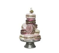 Decoris Décoration de Noël en verre soufflé à la bouche Motif Tour macaron Rose/marron 14 cm