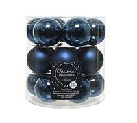 Decoris Lot de 18 boules de Noël, en verre, 4 cm chacune, bleu foncé