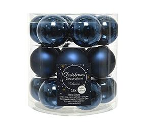 Decoris Lot de 18 boules de Noël, en verre, 4 cm chacune, bleu foncé