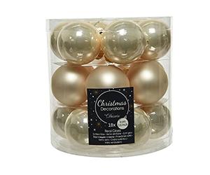 Decoris Lot de 18 boules de Noël, en verre, 4 cm chacune, petites, nacre