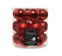 Decoris Lot de 18 boules de Noël, en verre, 4 cm chacune, petites, rouges