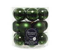 Decoris Lot de 18 boules de Noël, en verre, 4 cm chacune, petites, vert pin