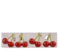 Decoris Lot de 4 poids de nappe en céramique cerise - 6 x 5 x 3 cm - Poids de nappe pour l'extérieur avec pinces en métal - Poids pour lester les nappes - Avec clip - Rouge vert