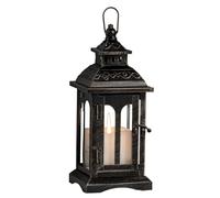 DECORKEY Lanterne à Bougie décorative à Suspendre de Taille Moyenne - Lanterne à Bougie Vintage en métal pour extérieur, terrasse, fête de Mariage - Noir avec Brosse en cuivre