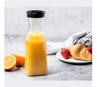 Decorline Lot de 3 carafes à eau rectangulaires de 1,5 l en plastique avec couvercle noir - Pichet à eau réutilisable de 1,5 l - Pour eau, café, lait, thé, jus, boissons, vin