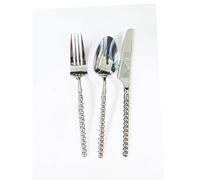 Decorline Pearl Collection Set de Couverts en Plastique Réutilisables 36 Pièces - Argent Poli - Fourchettes, Cuillères et Couteaux - Couverts Élégants pour Mariage & Fêtes