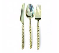 Decorline Pearl Collection Set de Couverts en Plastique Réutilisables 36 Pièces - Or Poli - Fourchettes, Cuillères et Couteaux - Couverts Élégants pour Mariage & Fêtes