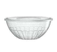 Decorline - Set de 3 Bols Saladier rond à fruits avec Couvercles | en Plastique Re-utisable incassable et avec BPA | diamètre 25 cm, capacité 2,5 litres - Pailleté Argenté