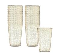DECORLINE Verres en plastique réutilisables | 280 ml Lot de 60 | Gobelets réutilisables | Verres incassables, sans BPA | Idéal pour les cocktails, l'eau, le vin rouge et le vin blanc - Or pailleté