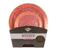 Decorline - Weave Combo Collection Lot d’Assiettes Rose/Or - 36 pièces (26 & 19 cm) en plastique PET résistant, réutilisable, décoration de table élégante pour mariage, fête & événements