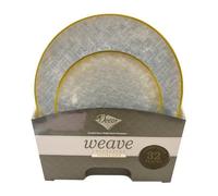 Decorline - Weave Combo Collection Lot d’Assiettes Transparent/Or - 36 pièces (26 & 19 cm) en plastique PET résistant, réutilisable, décoration de table élégante pour mariage, fête & événements