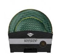Decorline - Weave Combo Collection Lot d’Assiettes Vert/Or - 36 pièces (26 & 19 cm) en plastique PET résistant, réutilisable, décoration de table élégante pour mariage, fête & événements