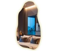 Decormat 50x100cm Mirroir Miroir avec éclairage Grand Moderne Irrégulier Organique Asymétrique Tache pour Salle de Bain Salon Vertical Miroir LED Grand Miroir avec éclairage LED Lumière Neutre