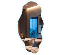 Decormat 50x100cm Mirroir Miroir LED Grand Moderne Irrégulier Organique Asymétrique Tache pour Salle de Bain Salon Vertical Miroir avec éclairage Grand Miroir avec éclairage LED Lumière Froide