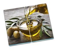 Décormat planches à découper couvercle de poêle de protection de la carte de protection de la planche de protection de la protection des éclaboussures en verre durci 2x30x52 cm - huile d'olive