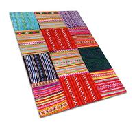Decormat Tapis Vinyle Le Jardin PVC de Sol Rouge Lino Linoléum sur Balcon 140x210cm Étanche Extérieur de Terrasse - Patchwork Turc