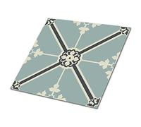 Decormat Vinyle Carrelage Autocollant Lot de 9 Carreaux - 30x30 cm Peel And Stick Dosseret Mural Cuisine Mur Auto-Adhésif Gris Salle De Bains - Ornement royal