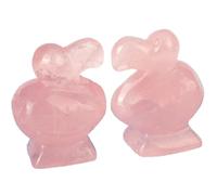DECORN 1.6" Statue d'oiseau de Dodo en Cristal Petite Sculpture sculptée à la Main de Figurine d'animal Chanceux Reiki Healing Crystals Home Office Birds Decor 2Pcs,Rose Quartz
