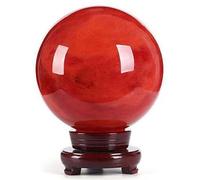DECORN Boule de Cristal Rouge avec Support, Boule Sphérique de Pierres Précieuses Rouges Naturelles, Pierres de Guérison Cristaux Minéraux Reiki Décoration de La Maison Artisanat,60mm