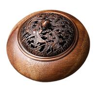DECORN Brûleur d'encens en Bois avec Support de bâton d'encens à la calabas - Bakhoor Burner Utilisation avec du cône de Poudre granulaire en résine ou de l'encens de Bobine,Round