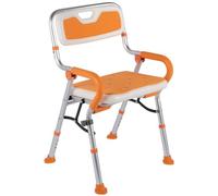 DECORN Chaise de Douche Pliable avec Dossier et accoudoir rembourré Tabouret de Douche en Aluminium Hauteur réglable Chaise de Douche sans Glissement pour Les Personnes âgées, Senior, Handicap