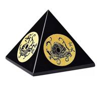DECORN Pyramide de Cristal d'obsidienne Noire Naturelle Pierre de guérison gravée Reiki, Symboles de bête Mythique, décoration de Maison et Collection de Pierres précieuses,2.0"/5cm