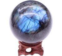 DECORN Sphère de Cristal de guérison de la Labradorite Naturelle Boule de Pierre d'énergie polie Stone de gemme de guérison pour la méditation Reiki Witchcraft et Home Decorative,50~55mm