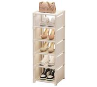 DECORN Support à Chaussures étroit et Haut pour entrée - Étagère Verticale d'organisateur de Stockage de Chaussures empilables en métal - Porte-Chaussures Simple d'angle Peu encombrant,Blanc,6 Tier