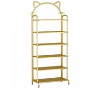 DECORN Support Organisateur de Chaussures Haut en métal pour Placard, entrée, Garage, Porte, Support/Tour de Porte-Chaussures étroit Peu encombrant,d'or,6 Tier 65cm