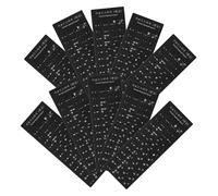 DECORNIJIA 10 Pièces Autocollants Clavier Noir Mat Lettres Blanches Stickers Multi Langues pour Ordinateur Portable et Bureau Facile à Poser et Retirer