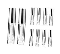 DECORNIJIA 10 pièces Lot de Tubes Vides pour Brillant à Lèvres Rechargeables Argentés Design Flacons Légers et Étanches pour Maquillage Voyage et Cadeau