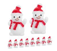 DECORNIJIA 10 Pièces Mini Snowman Résine Micro Paysage Décoration DIY Adornement Noël Petite Figurine Rouge Bonnet