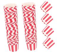 DECORNIJIA 100 Pièces Caissettes à Cupcake Papier Résistantes Haute Température Grandes Tasses Muffins pour Pâtisserie Rouge et Blanc Rayé pour Gâteaux Desserts et