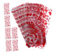 DECORNIJIA 100 Sachets Transparents en Cellophane pour Bonbons et Biscuits, 12,5 X 27,5 Cm, Motif Cœur Ajouré, Emballage Sucré pour Saint-valentin et Rangement de Collations
