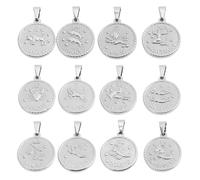 DECORNIJIA 12 pièces Creative Zodiac Stainless Steel Pendant Set For DIY Jewelry Making Craft Decorations For Bracelets Keychains And