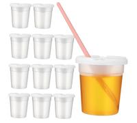 DECORNIJIA 12 Pièces Paint Cups Lids For Plastic Mixing Cups For Watercolor No Spill Paint Containers And Childrens Art Supplies