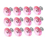DECORNIJIA 12 Pièces Poignées de Meuble Cristal Transparent Boutons de Tiroir Alliage de Zinc et Verre Poignées Décoratives Brillantes pour Cuisines Commodes et Armoires Modernes