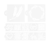 DECORNIJIA 12 Pochoirs PET Alimentaires Kit de Pâtisserie 12 Pièces Motifs Cœur et Épi de Blé pour Décoration de Gâteaux Biscuits et Pains au Levain Anniversaires et Boulangerie Maison