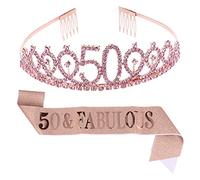 DECORNIJIA 1ensemble Couronnes Anniversaire Doré Avec Ceinture Étiquette Et Accessoires De Fête Pour Anniversaire Mémorable
