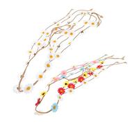 DECORNIJIA 2 pièces Bandeau Hippie pour Cheveux Femme Set Fleurs Marguerites Blanches et Colorées Accessoire Coiffure Élégant et Stable Mariage et Fête