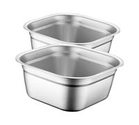 DECORNIJIA 2 pièces Bassine Carrée Inox Multifonction pour Cuisine Lavage Légumes et Rangement Facile Design Moderne pour Maison et Cuisine Lot