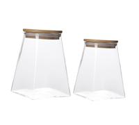 DECORNIJIA 2 pièces Bocaux Verre Trapézoïdaux avec Couvercles Pots de Rangement Hermétiques pour Bonbons et Fruits Secs Contenants de Stockage Alimentaire Transparente
